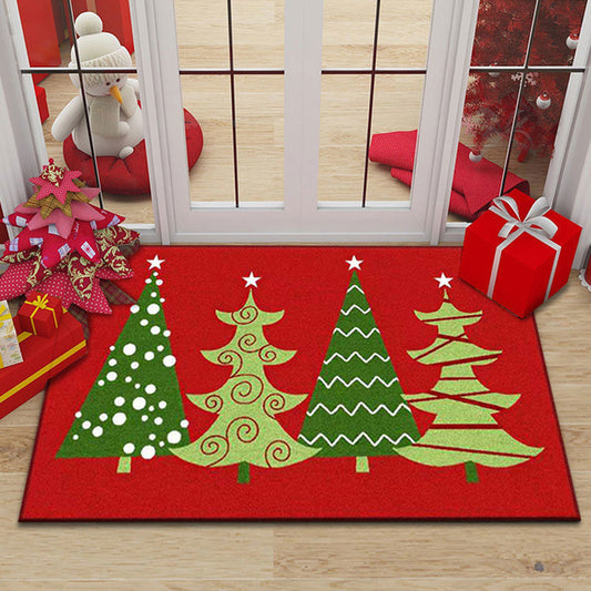 Cartoon Christmas Holiday Floor Mat Santa Claus Decorative Carpet